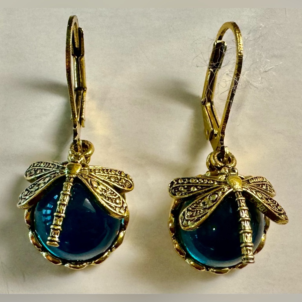 Vintage Bronze Dragonfly Earrings.